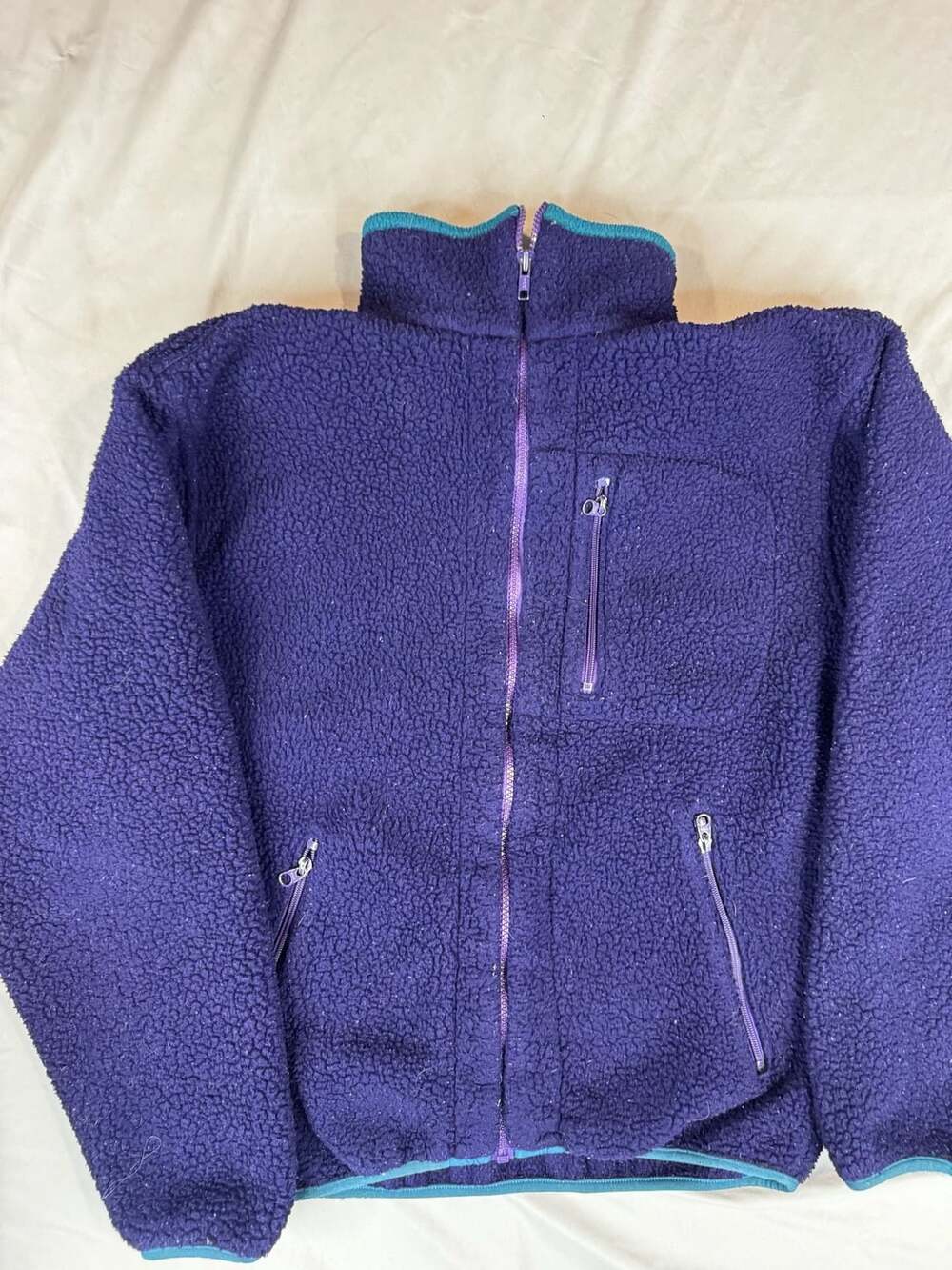 L.L. Bean Vintage Deep Pile Sherpa Fleece Jacket Purple Size M
